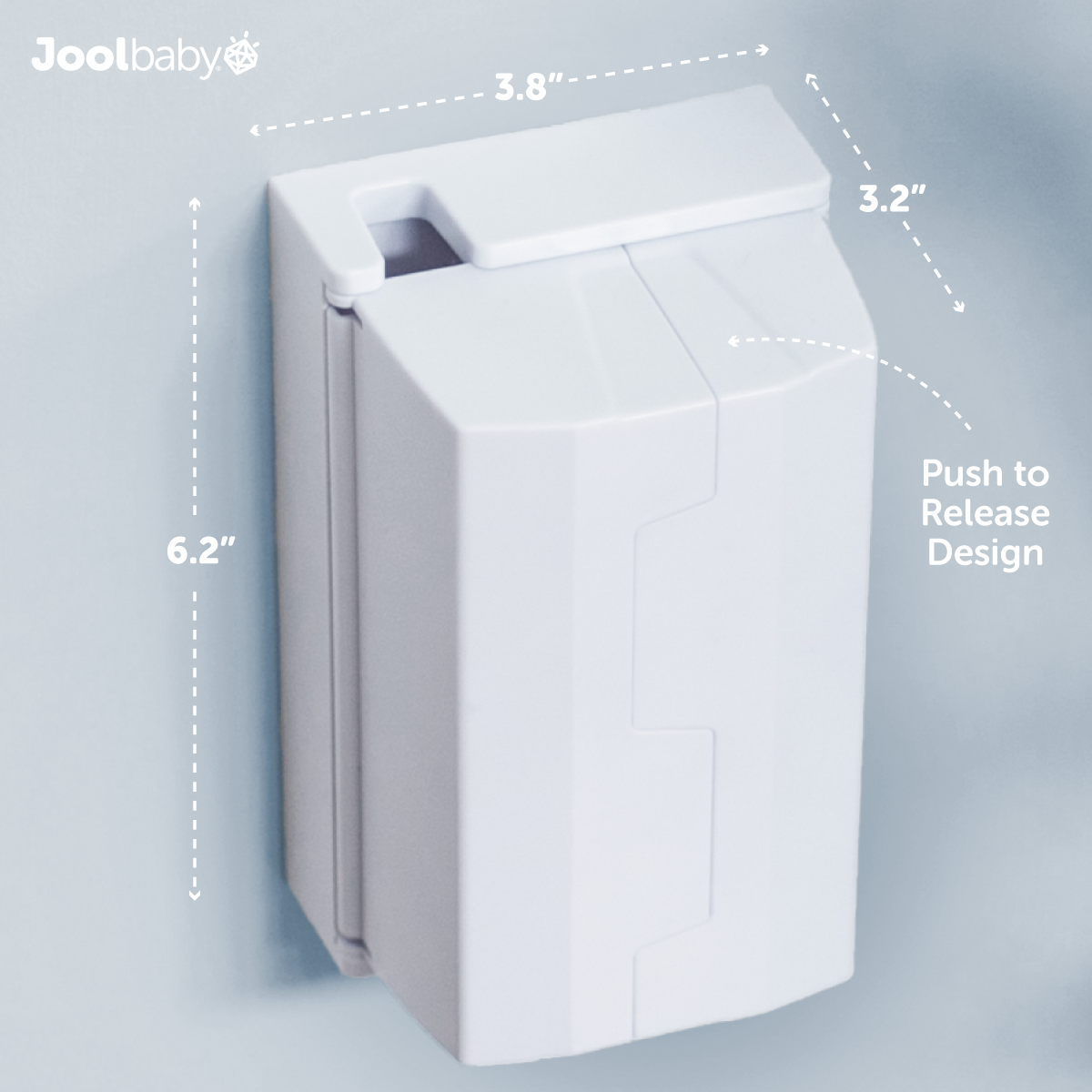 Dimensions and push release design for electrical outlet box