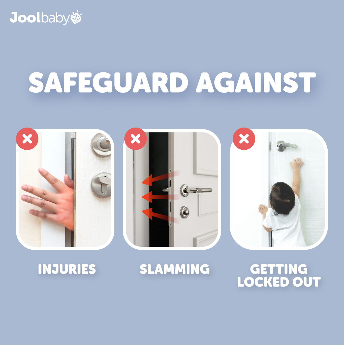 Door pinch guards keep your child safe from injuries, slamming doors and getting locked out