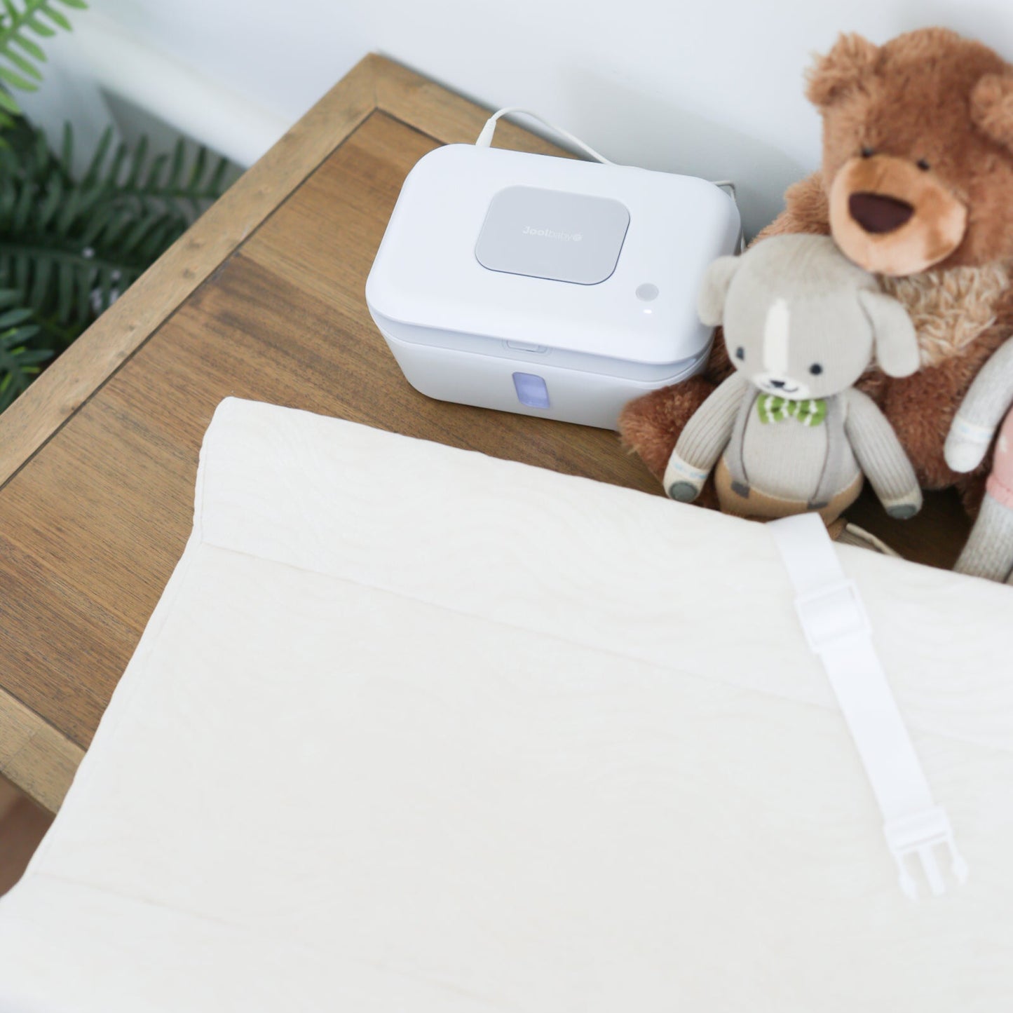 Wipe warmer and changing pad with wave cover
