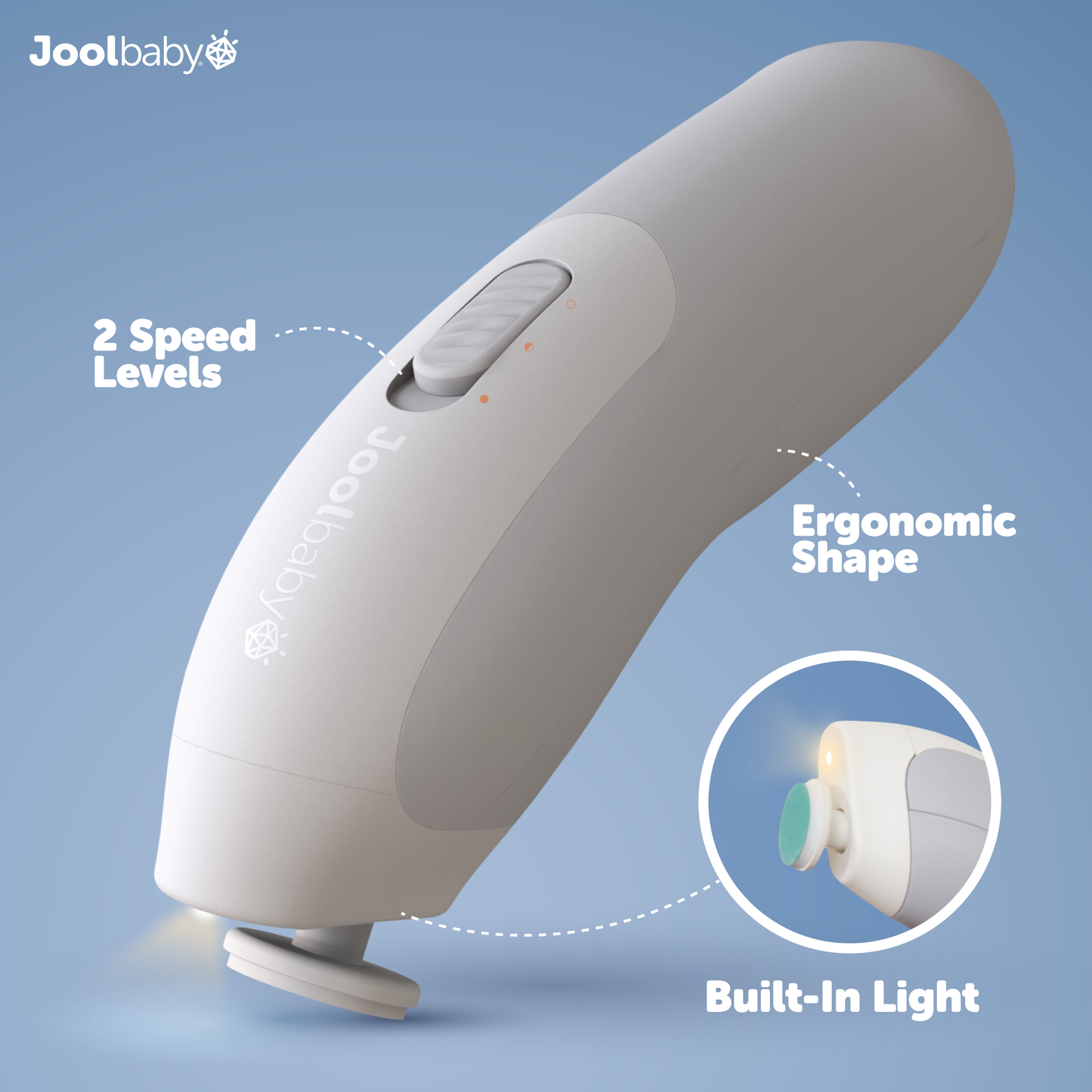 Jool Baby Electric Nail File – Built-in Light & Quiet Operation for Quick & Easy Nail Trimming