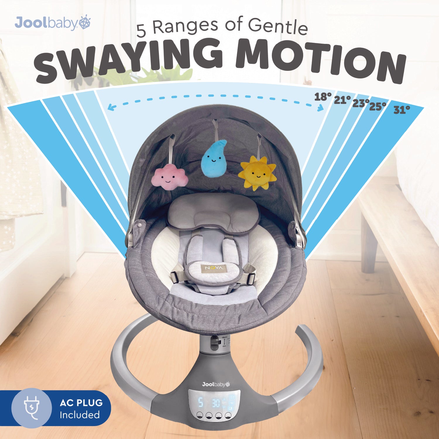 Nova Baby Swing for Infants Motorized Swing Bluetooth Music