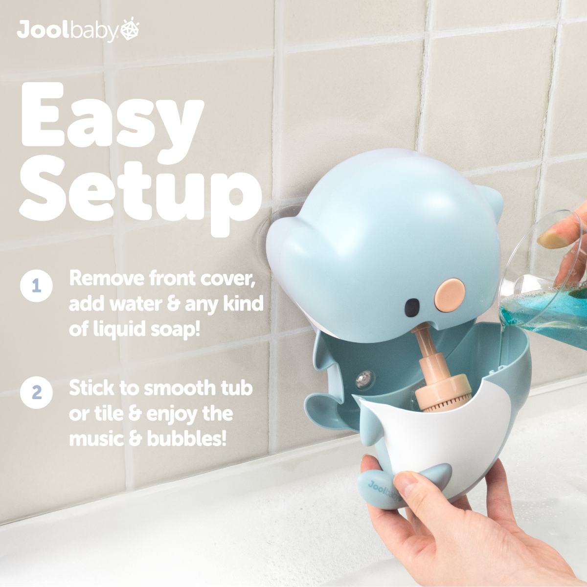 Dolphin bath toy is easy to set up