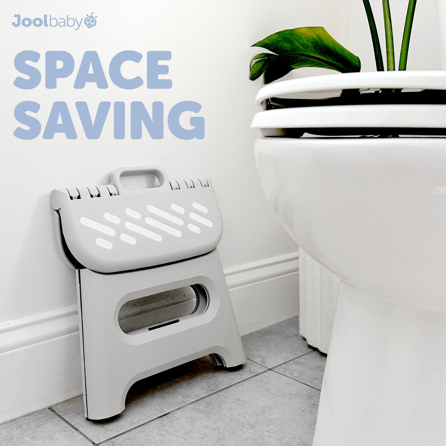 The folding step stool folds up to store anywhere