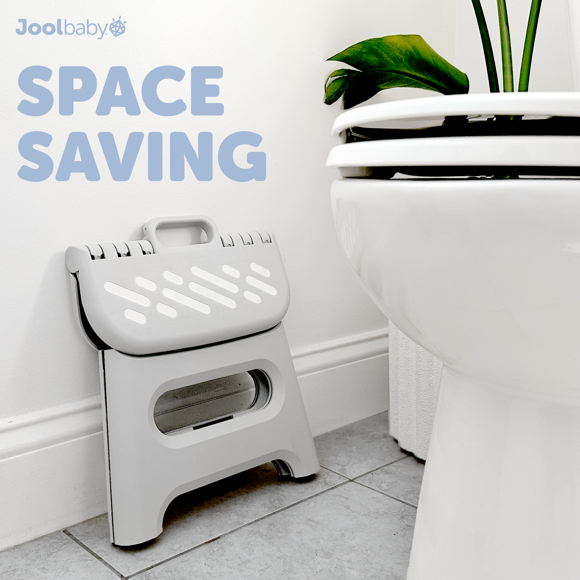 The folding step stool folds up to store anywhere