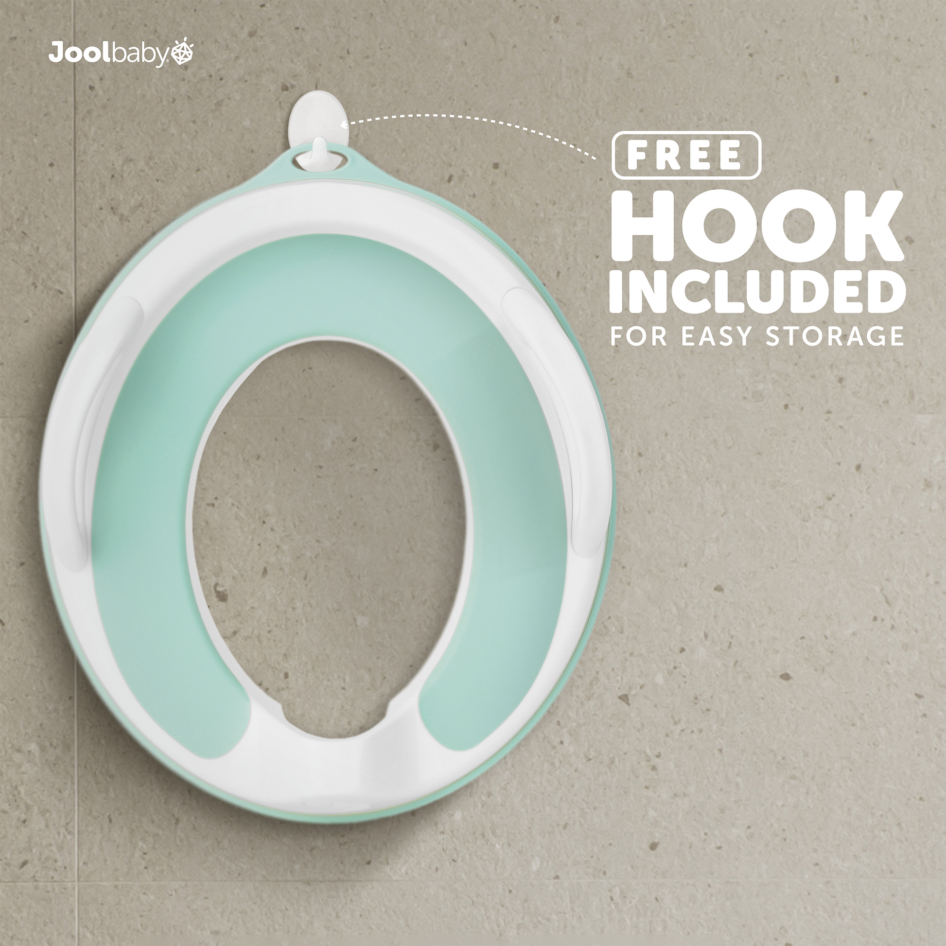 Handled potty training seat with free hook for easy storage