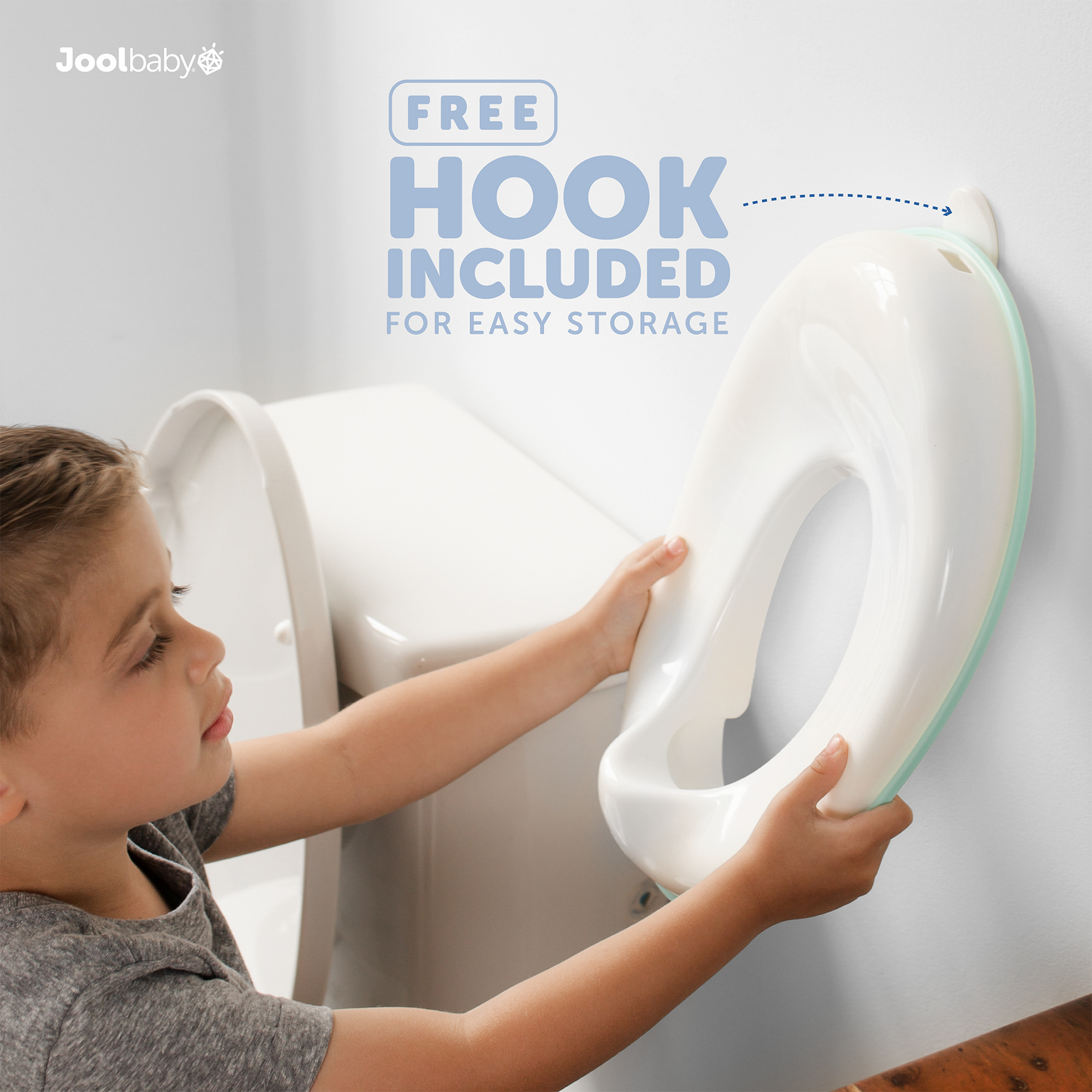 Potty training seat comes with free hook for easy storage