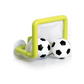 Bath toy with soccer net and two soccer balls