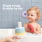 Jool Baby stacking rings bath toy float in the tub and sticks to tile