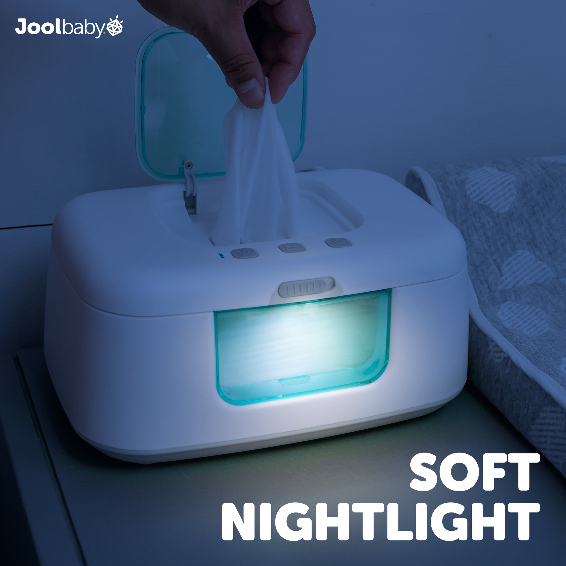 Jool Baby wipe warmer with nightlight for soft night time diaper changes