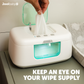 Wipe warmer window helps keep an eye on your wipe supply