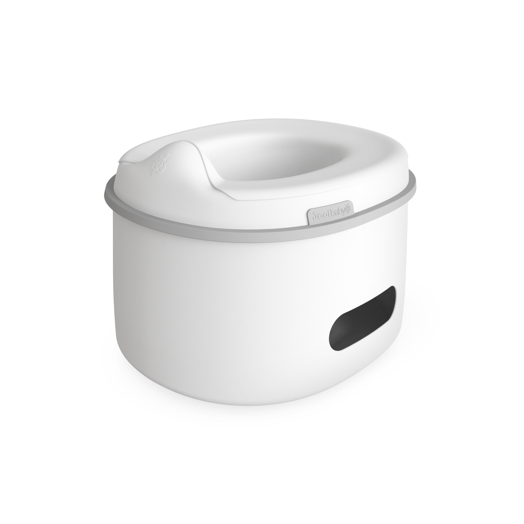 White baby potty with gray rim on a white background