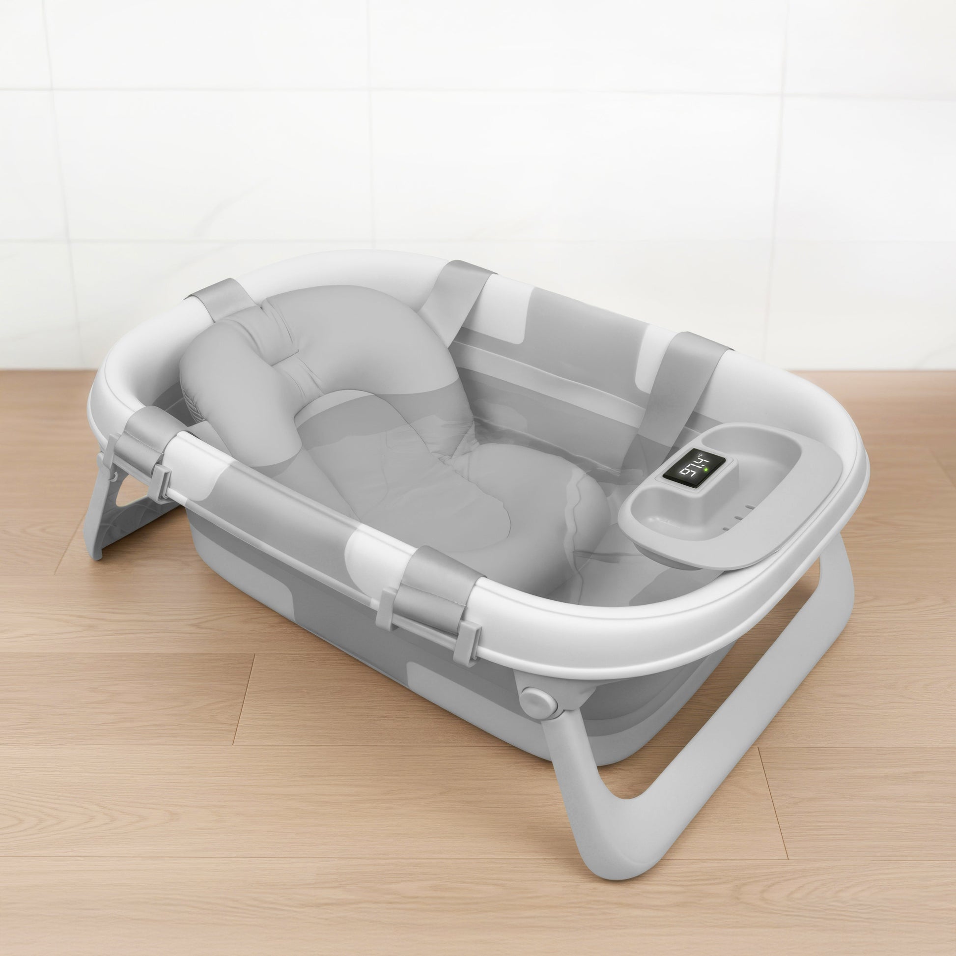 summer infant foldable bathtub Jool Baby Fold n Store Baby Bathtub 3 Stage Collapsible Bather for Easy Storage, Portable for Travel Built-in Thermometer (Oatmeal)