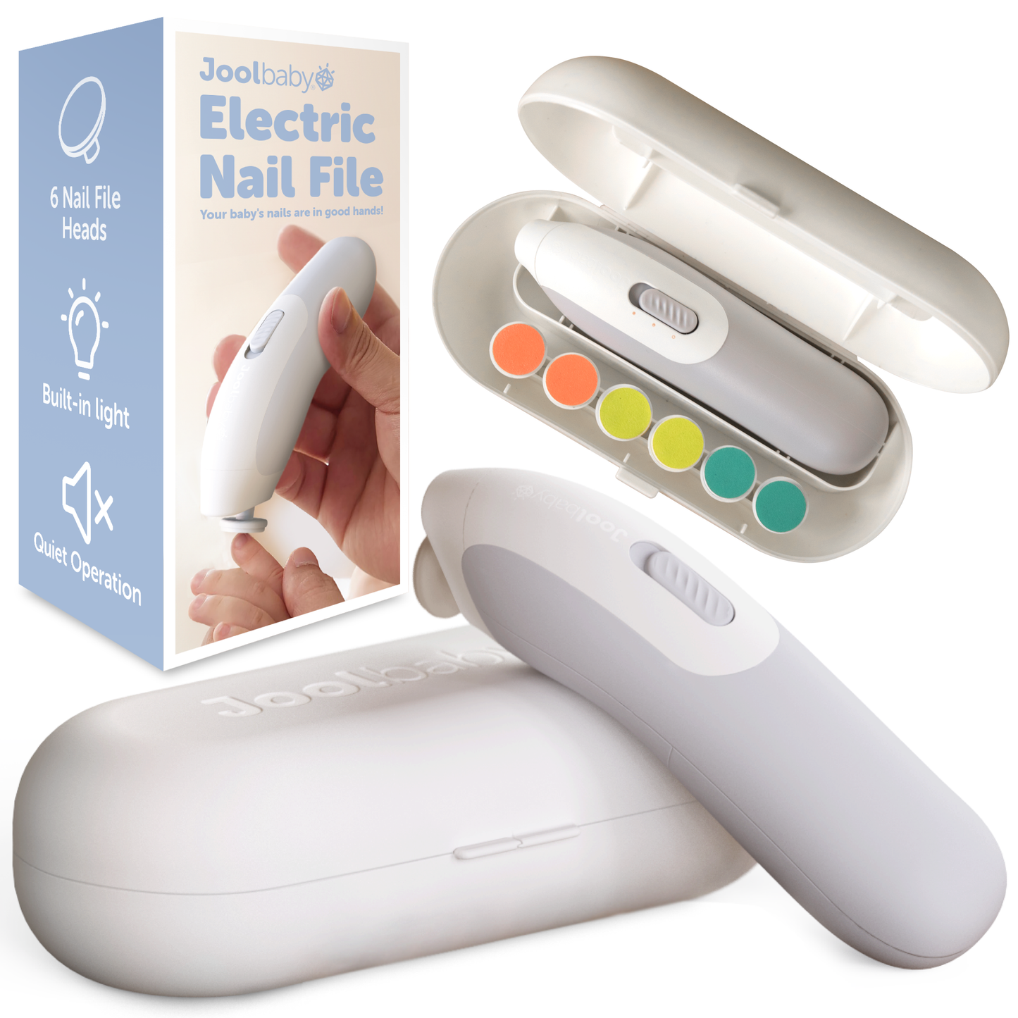 Jool Baby Electric Nail File – Built-in Light & Quiet Operation for Quick & Easy Nail Trimming