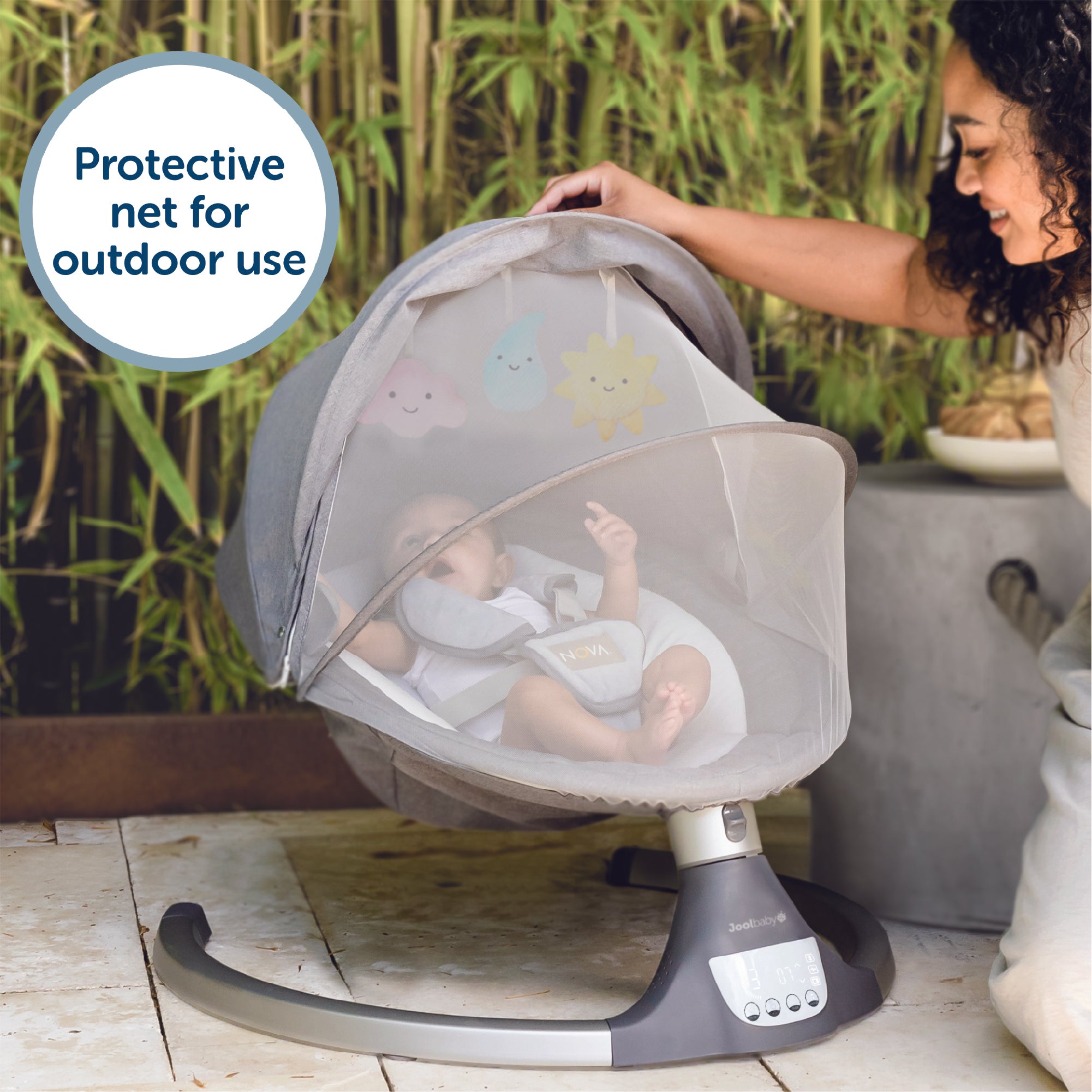 Baby bouncer with mosquito on sale net