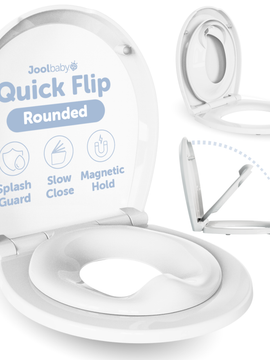 Quick Flip Toilet Seat with Built-In Potty & Splash Guard for Toddler Training, Slow Close