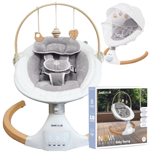 Nova Nature Baby Swing for Newborns - Electric Motorized Infant Swing, Bluetooth Music, 10 Preset Melodies, Remote - Jool Baby